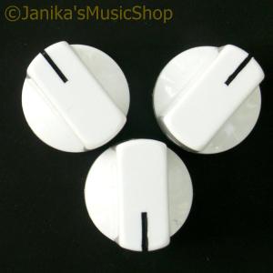 3 WHITE STOVE TYPE POTENTIOMETER OR ROTARY SWITCH KNOBS
